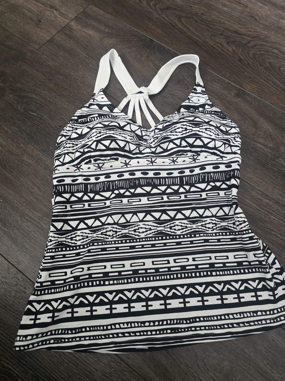 Kids Black & White Aztec Print One-Piece Swimsuit